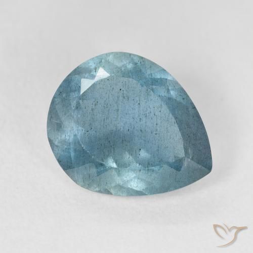 Água-marinha Azul claro verde Natural 3.54ct, Formato de pêra, VS-SI