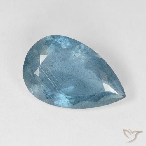 Água-marinha azul natural 5,21ct, formato de pêra, VS-SI
