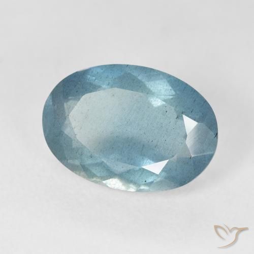 Água-marinha Azul Esverdeado Claro Natural 5.24ct, oval, VS-SI
