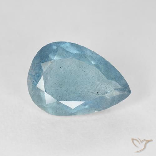 Água-marinha Azul Esverdeado Claro Natural 3.48ct, Formato de pêra, VS-SI