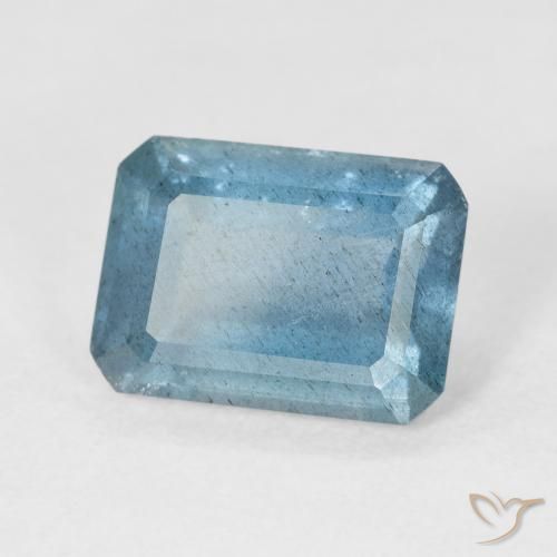 Água-marinha Verde azulado Natural 4.38ct, Corte Octógono / Esmeralda, VS-SI