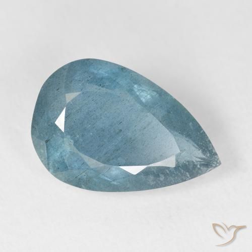 Água-marinha Light Bluish Turquoise Natural 5.66ct, Formato de pêra, VS-SI