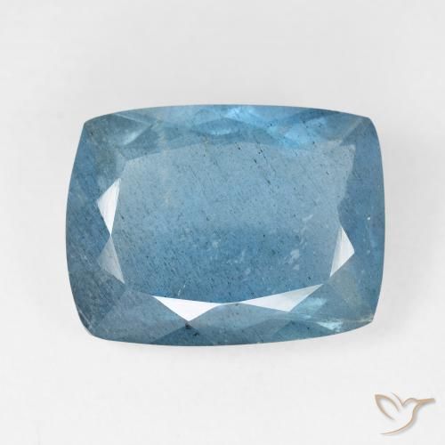 14.22ct Natural Aqua-azul prateado intenso Água-marinha, Almofada, VS-SI