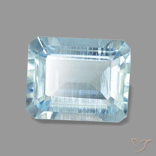 Água-marinha azul natural 1,97ct, corte esmeralda, VS