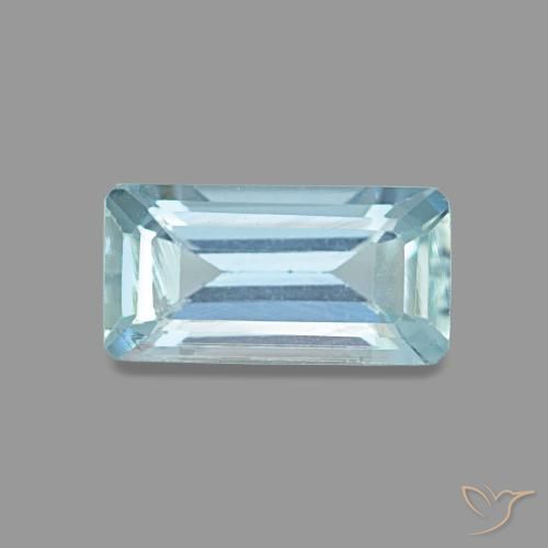 Água-marinha azul natural 0,84ct, corte esmeralda, VS