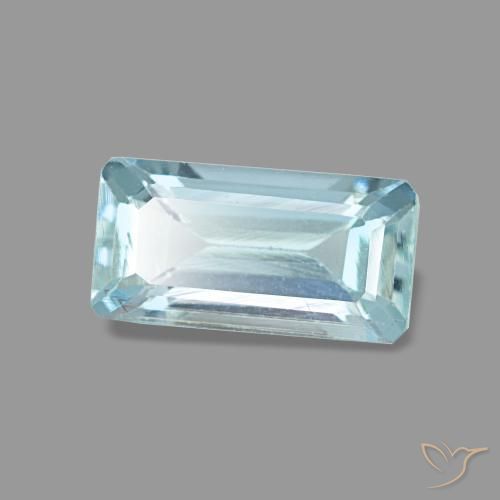 Água-marinha azul natural 0,84ct, corte esmeralda, VS