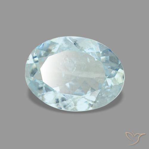 Água-marinha azul natural 0,97ct, corte oval, VS