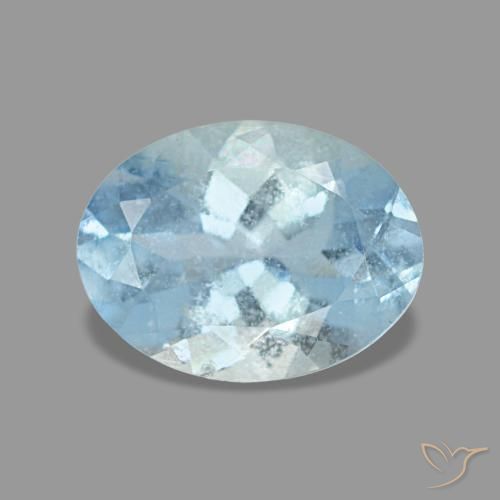 Água-marinha azul natural 1,12ct, corte oval, VS