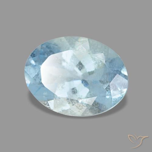 Água-marinha azul natural 1,12ct, corte oval, VS