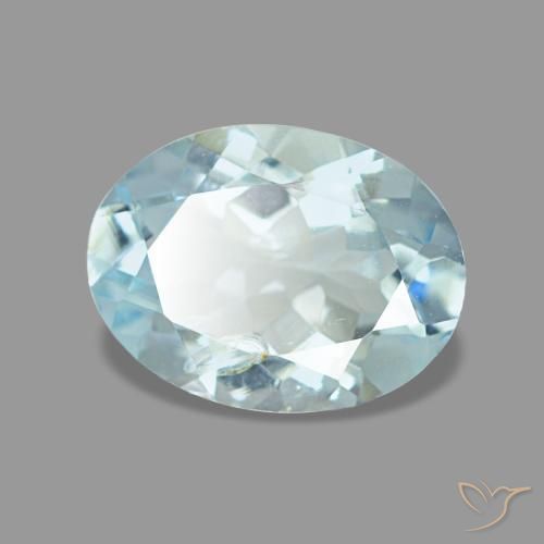 Água-marinha azul natural 1,12ct, corte oval, VS