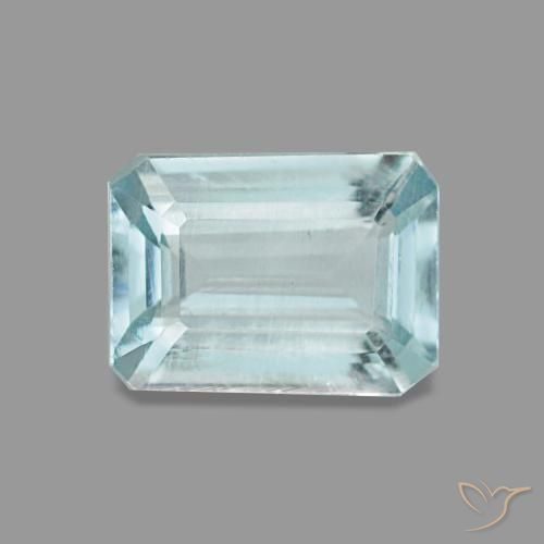 Água-marinha turquesa natural 0,83ct, corte esmeralda, VVS-VS