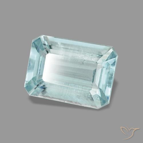 Água-marinha turquesa natural 0,83ct, corte esmeralda, VVS-VS