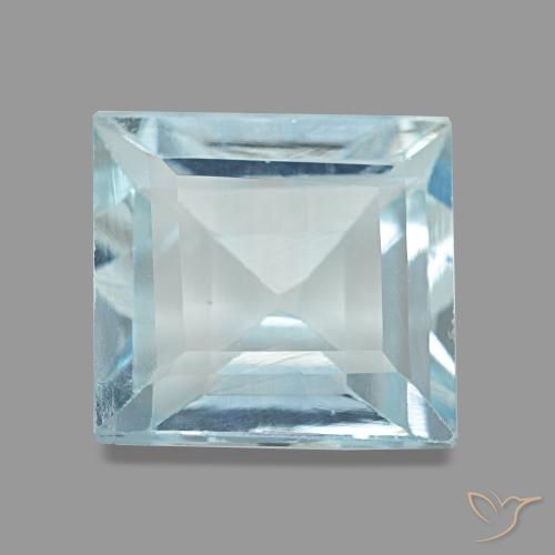 Água-marinha azul natural 2,27ct, quadrado, VVS