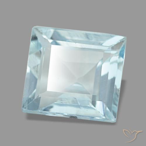 Água-marinha azul natural 2,27ct, quadrado, VVS