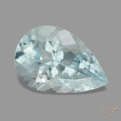 Água-marinha azul natural 1,64ct, formato de pêra, VVS