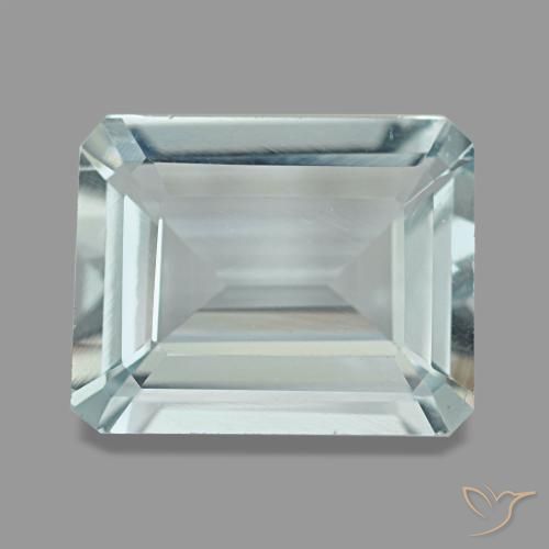 Água-marinha azul natural 3,65ct, corte esmeralda, VVS