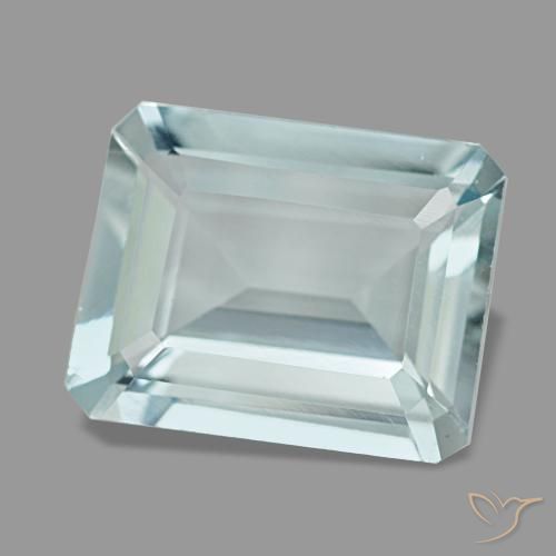 Água-marinha azul natural 3,65ct, corte esmeralda, VVS