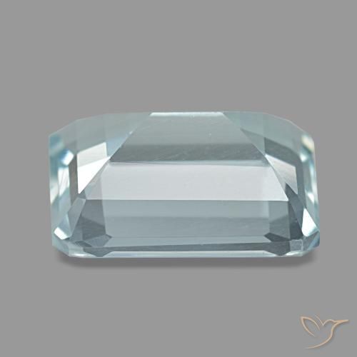 Água-marinha azul natural 3,65ct, corte esmeralda, VVS