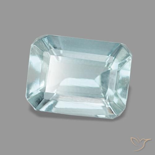 Água-marinha azul natural 1,60ct, corte esmeralda, VVS