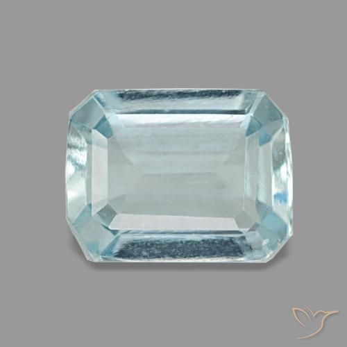1.28ct azul água-marinha, corte esmeralda, VS