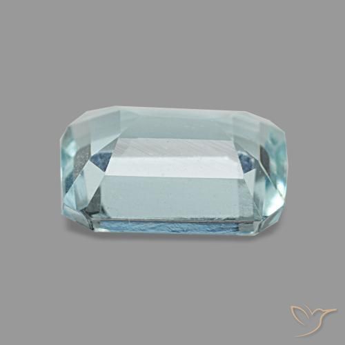 Água-marinha azul natural 1,28ct, corte esmeralda, VS