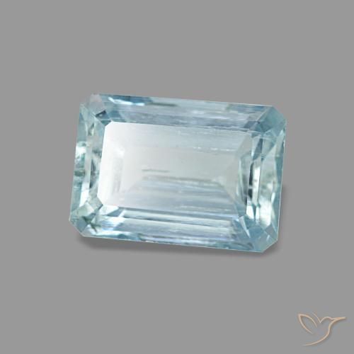 Água-marinha azul natural 0,94ct, corte esmeralda, VS