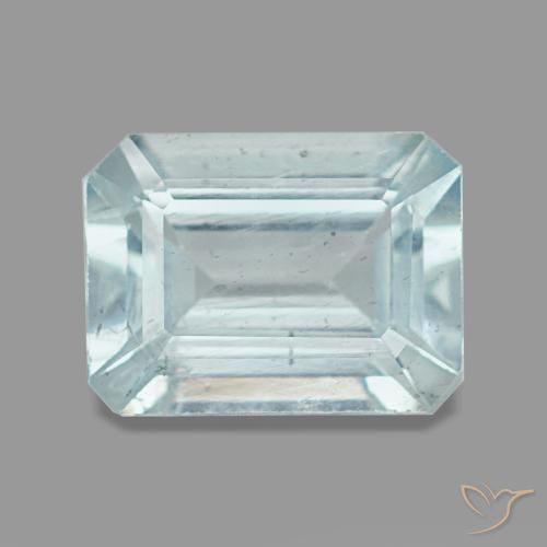 Água-marinha azul natural 1,45ct, corte esmeralda, VS