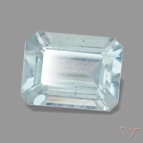 Água-marinha azul natural 1,45ct, corte esmeralda, VS