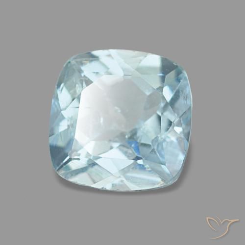 Água-marinha azul natural 0,74ct, almofada cortada, VS