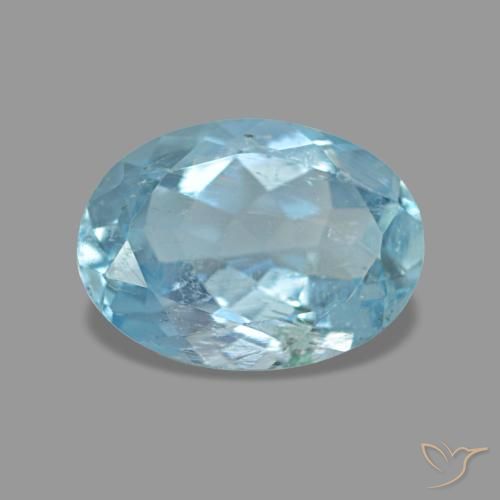 1.02ct azul água-marinha, oval, VS