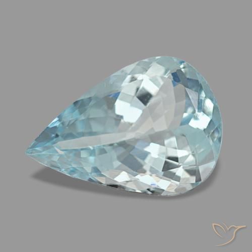 Água-marinha azul natural 1,94ct, formato de pêra, VS