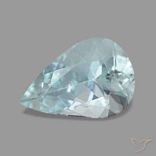 Água-marinha azul natural 1,08ct, formato de pêra, VS