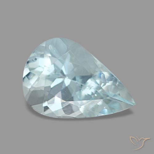 Água-marinha azul natural 1,08ct, formato de pêra, VS