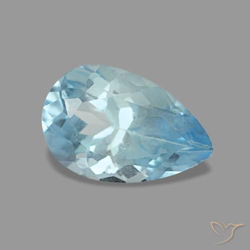 Água-marinha azul natural 0,74ct, formato de pêra, VS