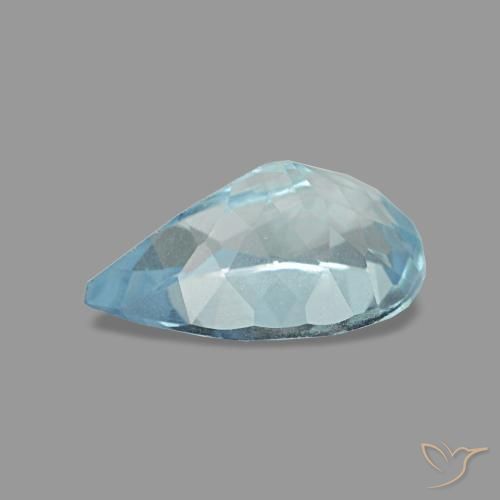 Água-marinha azul natural 0,74ct, formato de pêra, VS