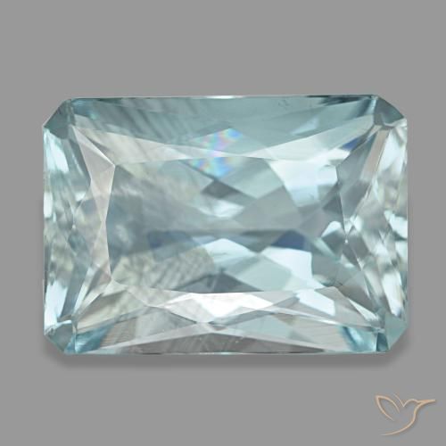 Água-marinha turquesa natural 7,76ct, corte esmeralda, VS