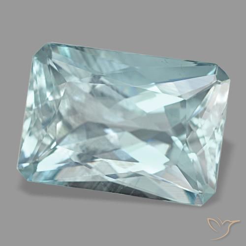 Água-marinha turquesa natural 7,76ct, corte esmeralda, VS