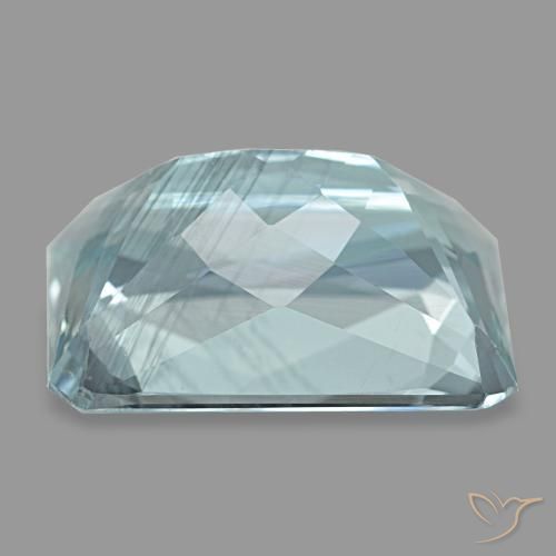 Água-marinha turquesa natural 7,76ct, corte esmeralda, VS