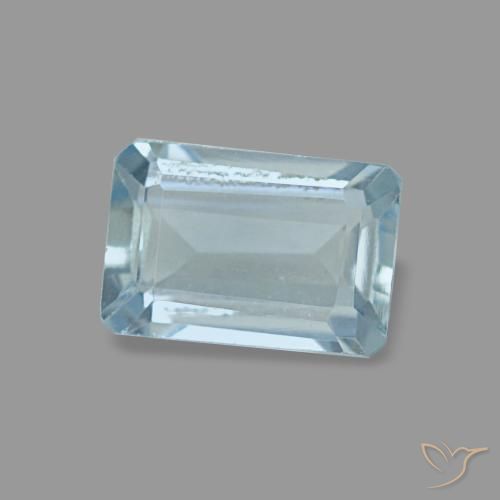 Água-marinha turquesa natural 0,54ct, corte esmeralda, VVS-VS