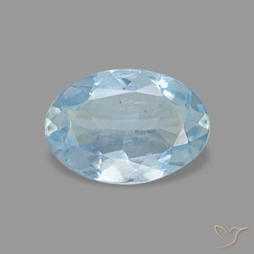 Água-marinha azul natural 0,62ct, corte oval, VVS-VS