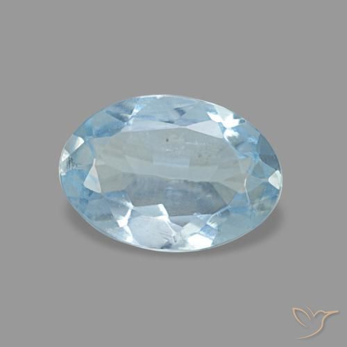 Água-marinha azul natural 0,62ct, corte oval, VVS-VS