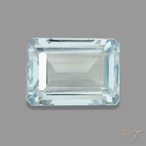 Água-marinha azul natural 1,65ct, corte esmeralda, VS