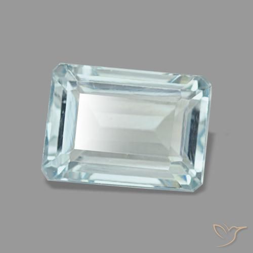 Água-marinha azul natural 1,65ct, corte esmeralda, VS