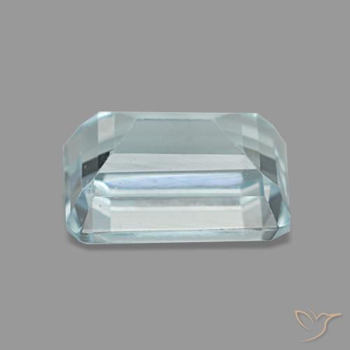 Água-marinha azul natural 1,65ct, corte esmeralda, VS