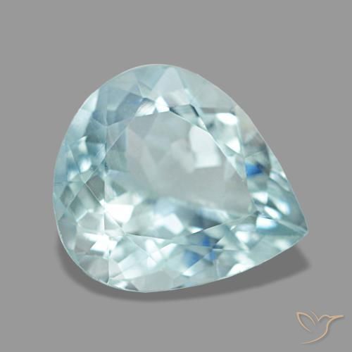Água-marinha azul natural 1,92ct, formato de pêra, VS