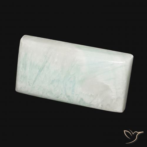 Aragonite branco esverdeado Natural 38.98ct, baguete, Opaco