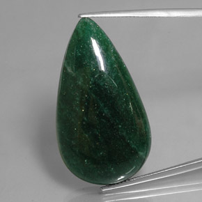 Aventurina verde natural 42,78ct, formato de pêra, translúcido