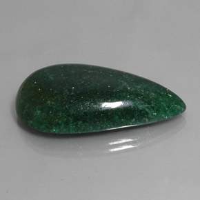 Aventurina verde natural 42,78ct, formato de pêra, translúcido