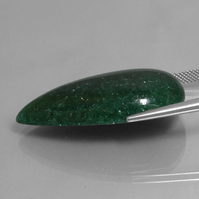 Aventurina verde natural 42,78ct, formato de pêra, translúcido