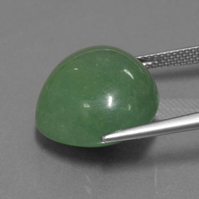 Aventurina verde natural 21,35ct, formato de pêra, translúcido